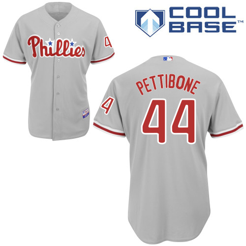 Jonathan Pettibone #44 MLB Jersey-Philadelphia Phillies Men's Authentic Road Gray Cool Base Baseball Jersey